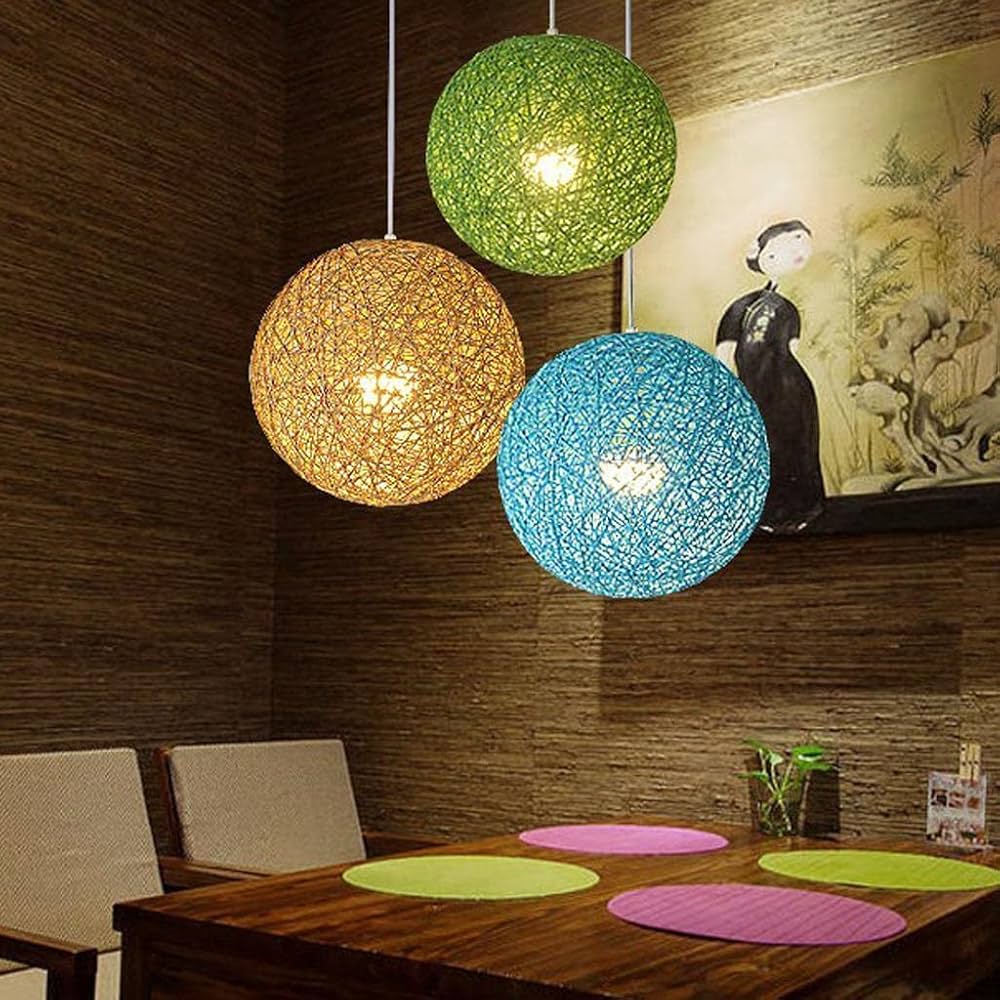 Handmade Colorful Fairy Led Thread Globe Ceiling Light, Cotton Balls - Multicolor