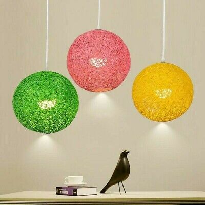 Handmade Colorful Fairy Led Thread Globe Ceiling Light, Cotton Balls - Multicolor