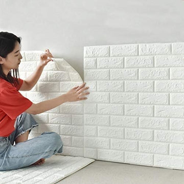 3D White Brick Wall Stickers | Self-Adhesive Waterproof Home Decor